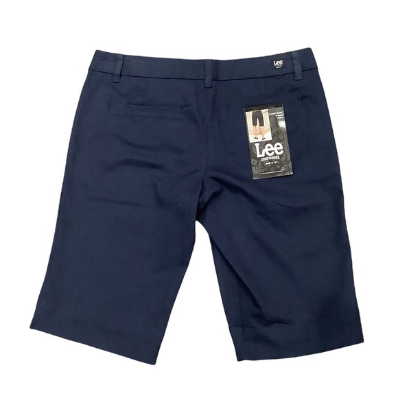 Junior's Lee Uniforms 11 Large Shorts Chino Khakis Bermuda Stretch Navy Blue NWT - Picture 4 of 11